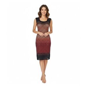 M Missoni Gradient Fan Stitched Scoop Neck Knee-Length Sheath Dress